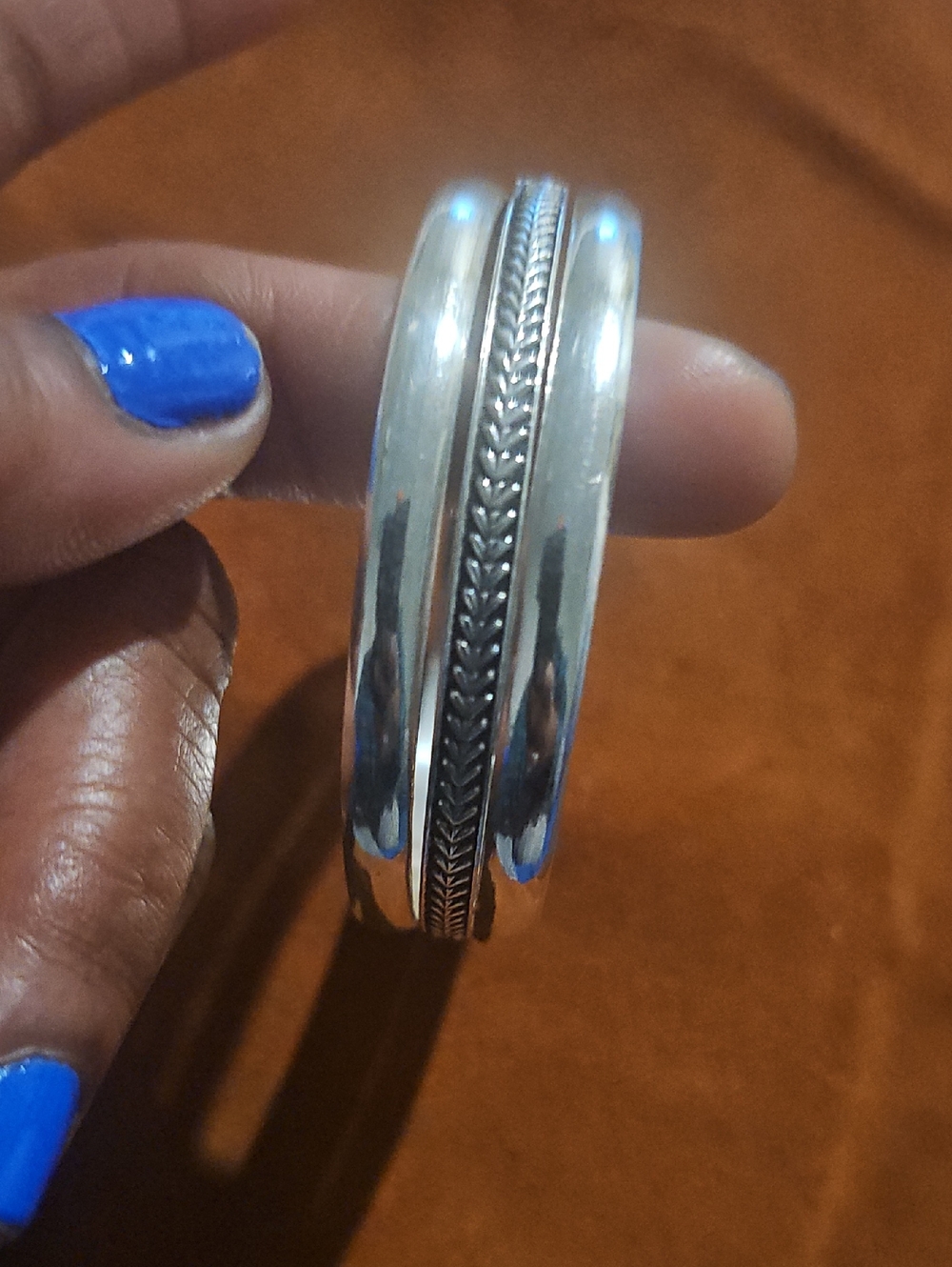 925 Sterling Silver Banles Set Of Three Ladies Size 8 New And Hav'nt Been Worn - Picture 9 of 9